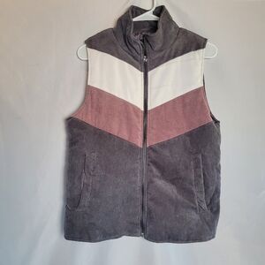 Women's Boutique Staccato Corduroy Chevron Puffer Vest Size Small Colorblock